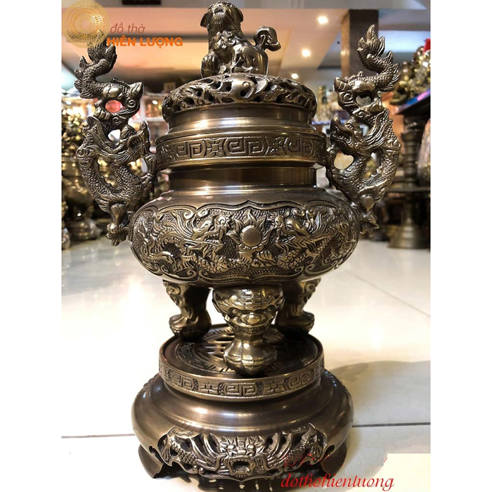 Đỉnh Số 1 Màu Nâu Tai Rồng Cao 32cm
