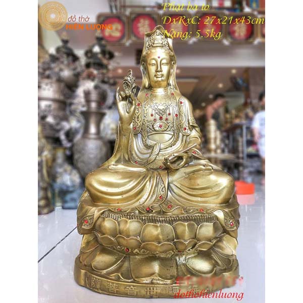 Tượng Phật Bà Quan Âm Ngồi Đài Sen