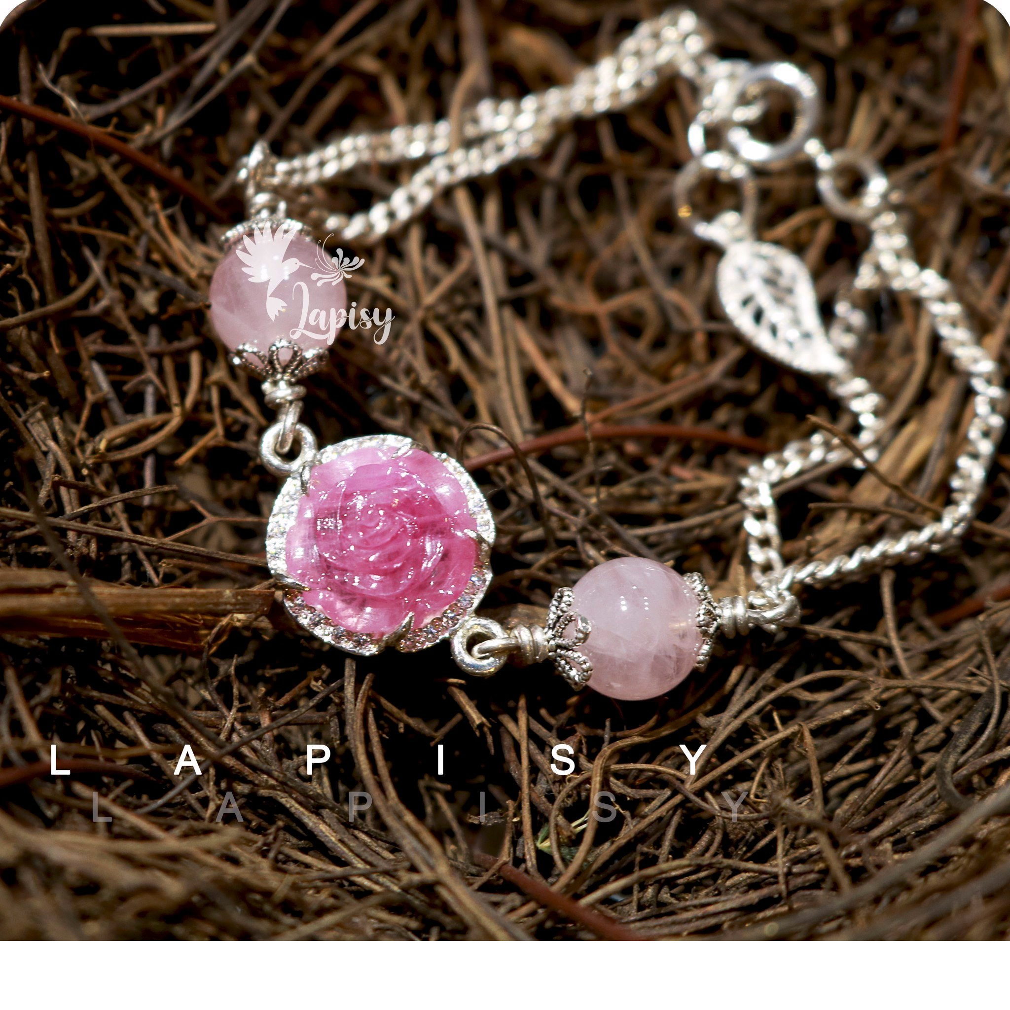 Divine-vòng mẫu đơn ruby+bạc 925