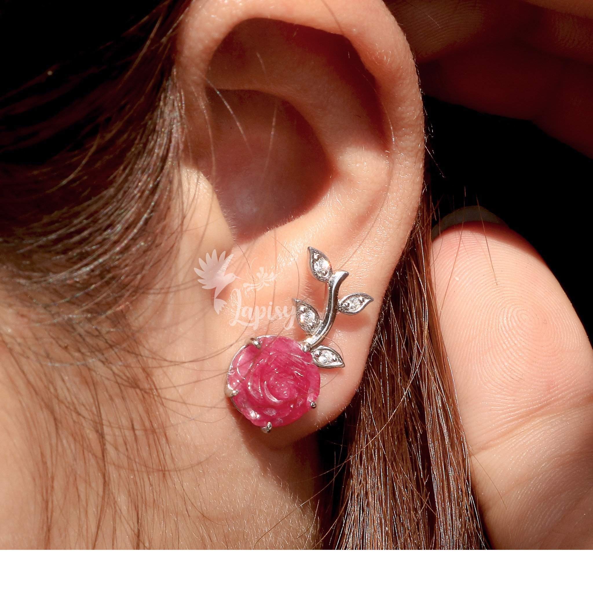 Hoa Tai Hoa Mẫu Đơn Ruby