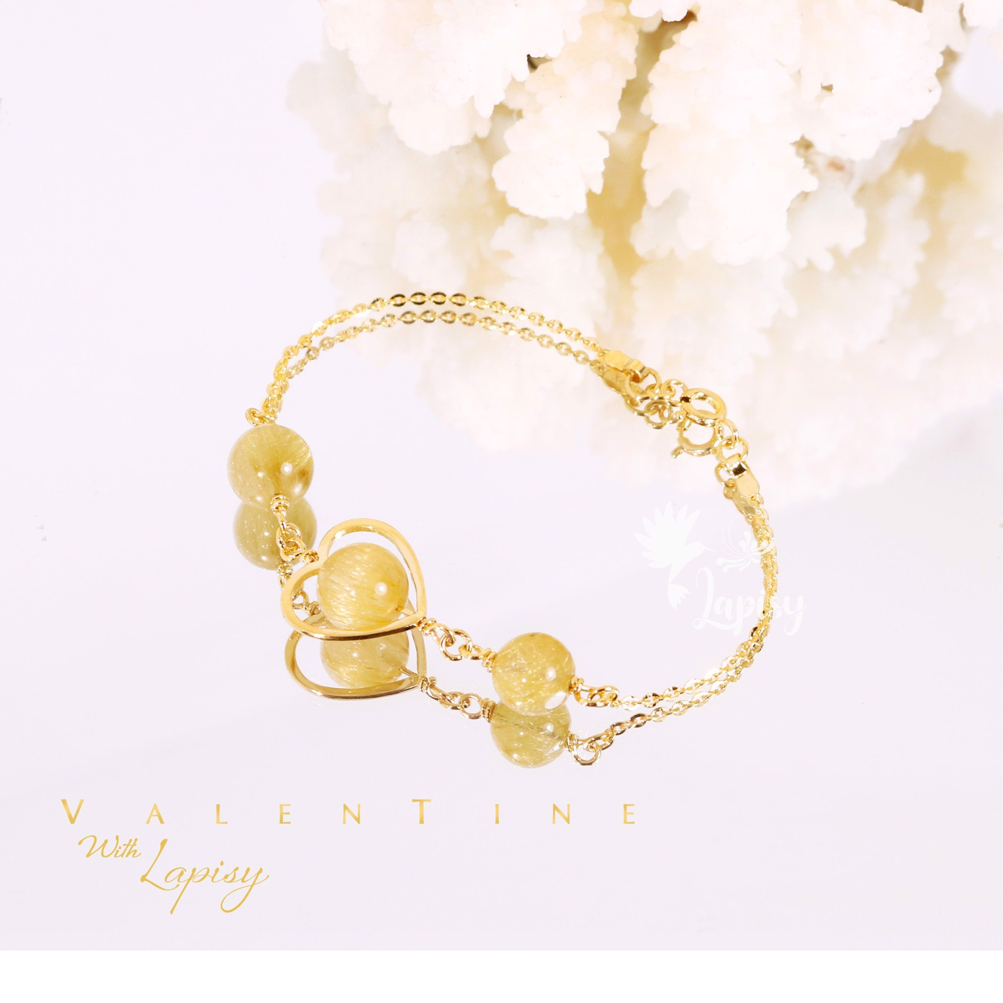 Lắc Tay Thạch Anh Tóc Vàng Tình Yêu
