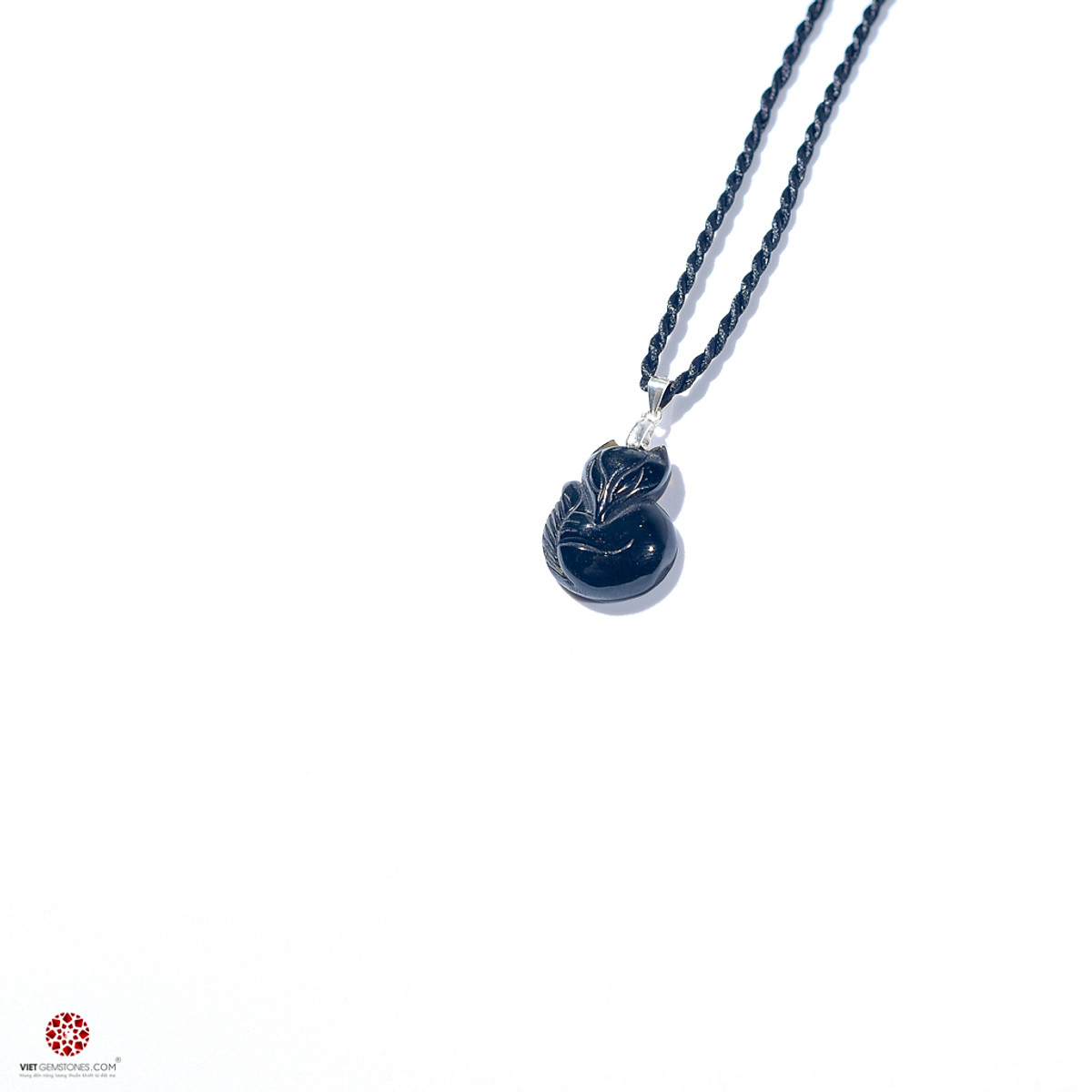 Mặt dây chuyền Hồ Ly Obsidian Bóng