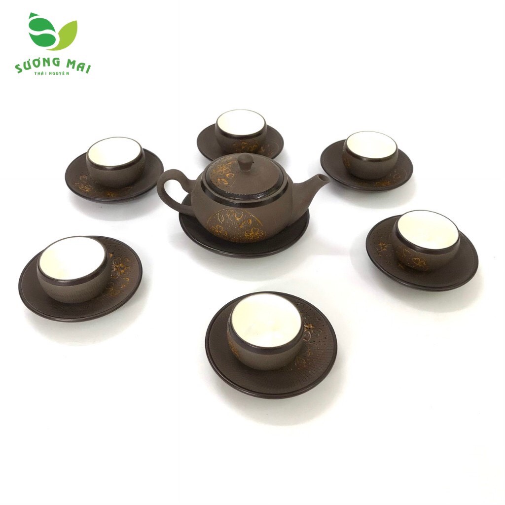 Bộ ấm chén Bát Tràng -  Sen Vàng