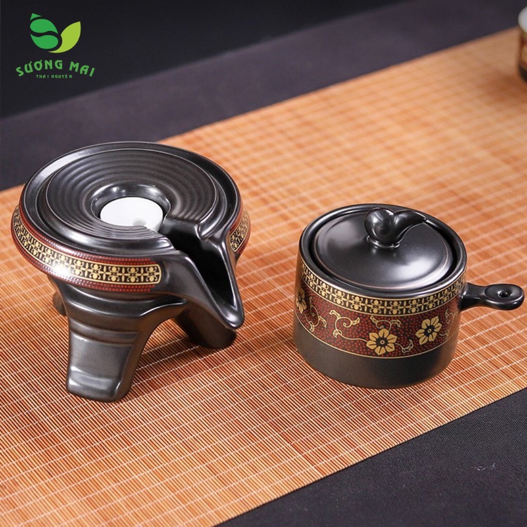 Bộ ấm chén pha trà cối xay SM012 Hoa Cẩm Đỏ - 16 món