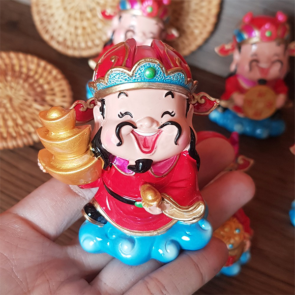 Tượng chibi Thần Tài cầm tháp vàng 7.5cm