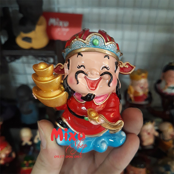 Tượng chibi Thần Tài cầm tháp vàng 7.5cm
