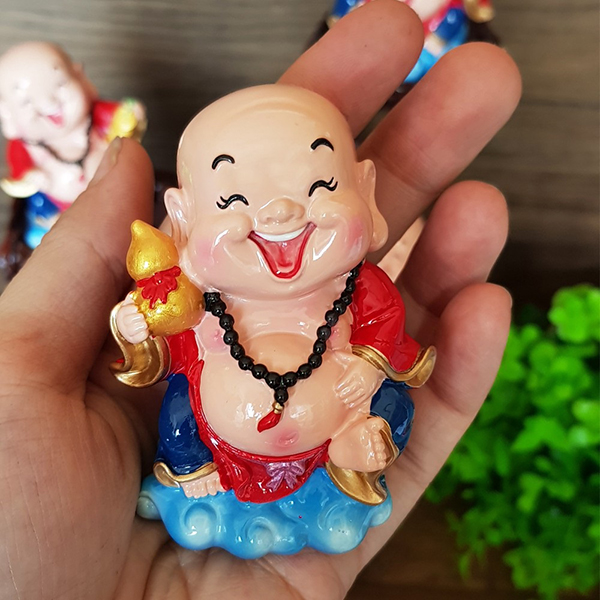 Tượng Chibi Di Lặc Cầm Hồ Lô Vàng 7.5cm