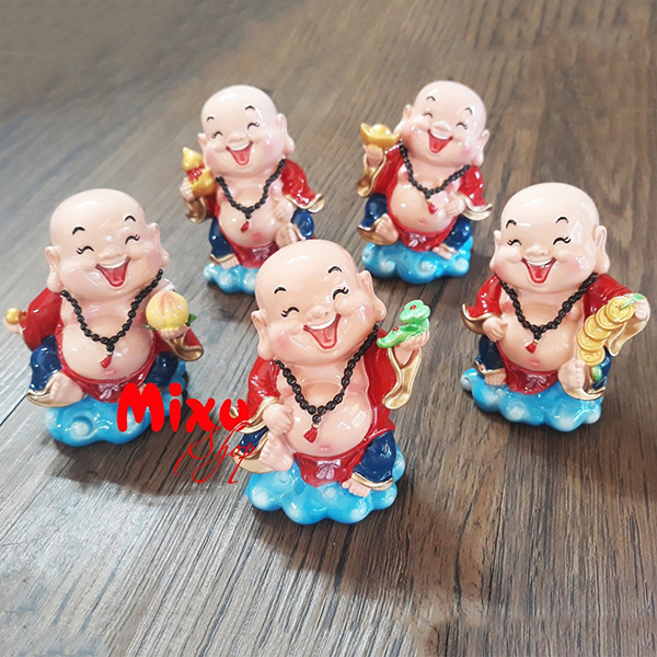 Tượng Chibi Di Lặc Cầm Trái Đào 7cm