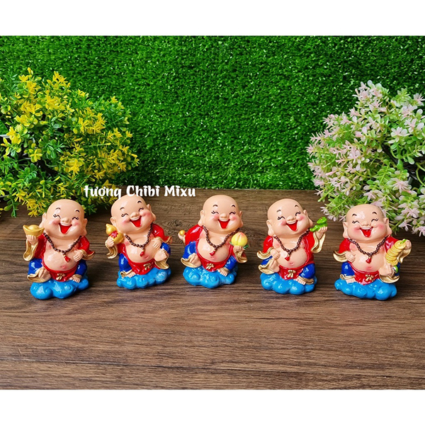 Bộ 05 tượng Di Lặc 7cm kèm chân đế