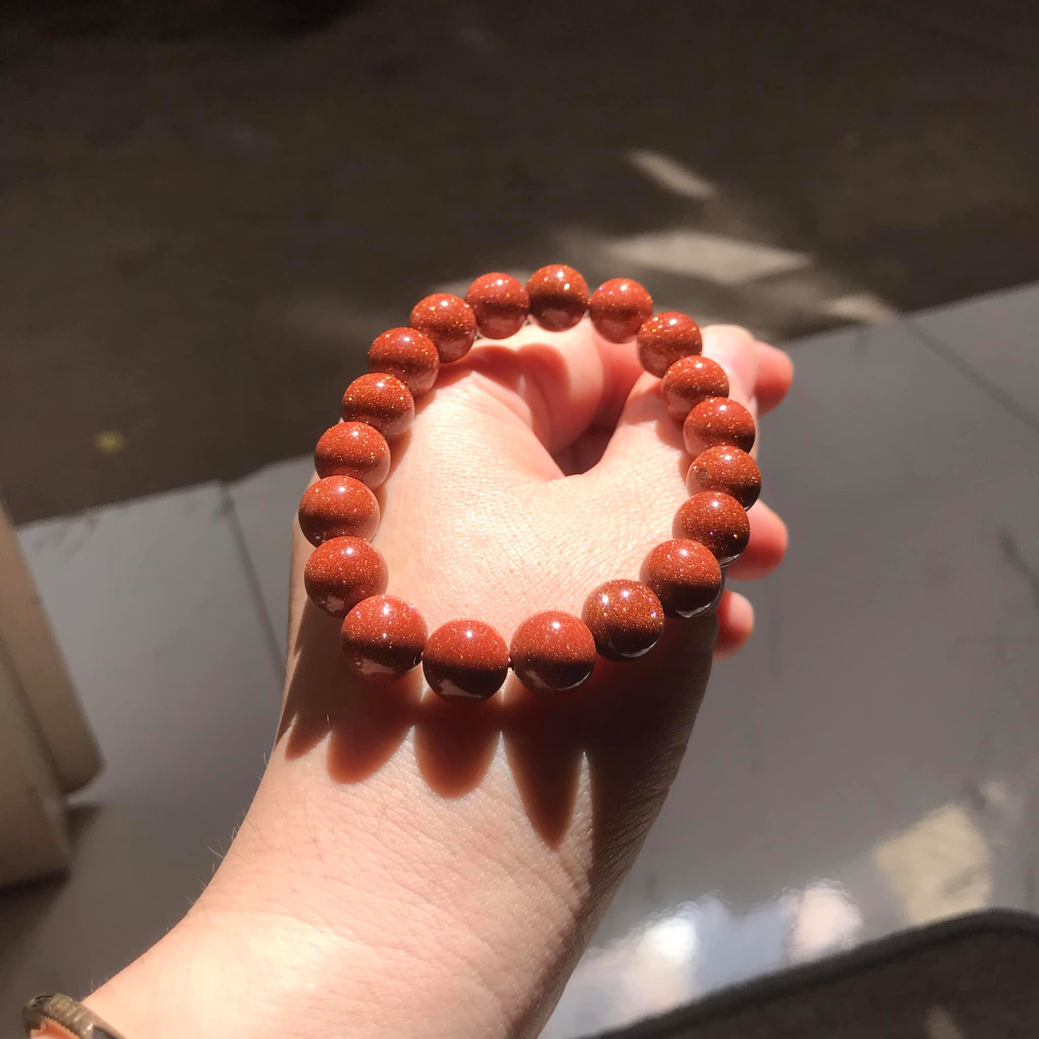 Vòng tay đá kim sa nâu ánh kim - 14ly