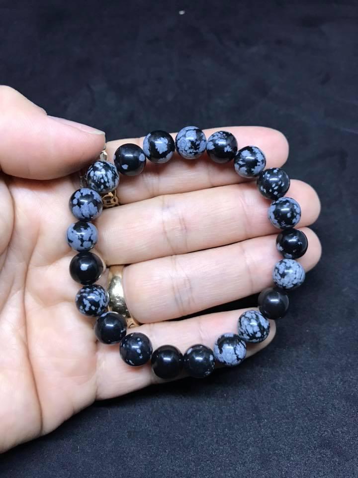Vòng tay đá thiền bông tuyết hạt 8ly