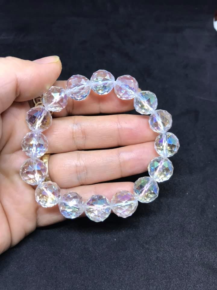 Vòng tay thạch anh trắng cắt giác 10MM