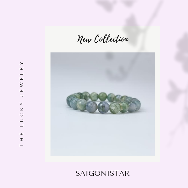 2109271 Trang sức phong thủy hộ mệnh vòng tay đá Thạch tủy Chalcedony thiên nhiên Saigonistar