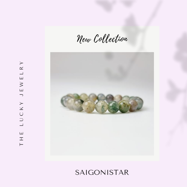 2109262 Trang sức phong thủy hộ mệnh vòng tay đá Thạch tủy Chalcedony thiên nhiên Saigonistar