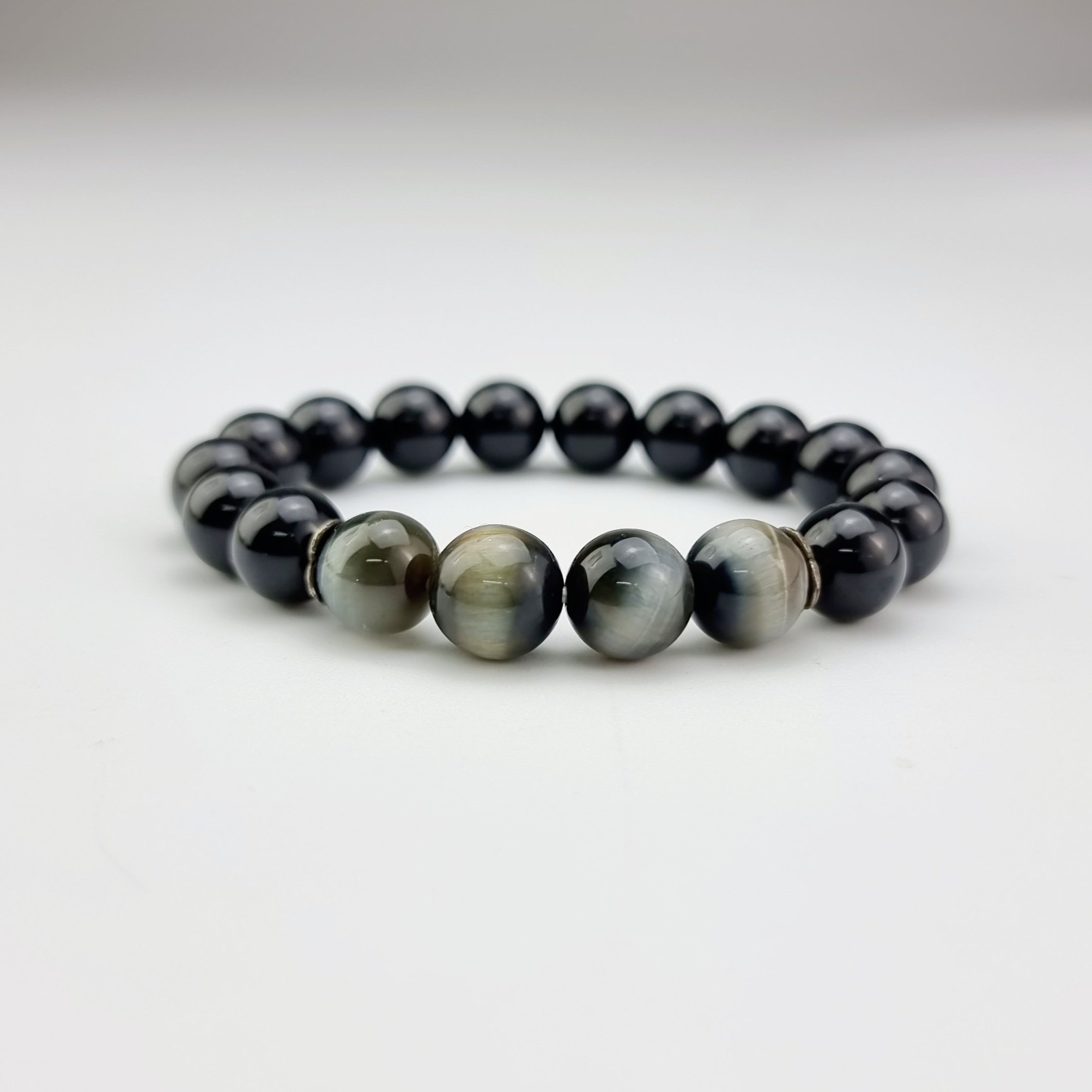 2203300 Chuỗi tay hộ mệnh đá Tourmaline và Mắt Hổ thiên nhiên CTJade