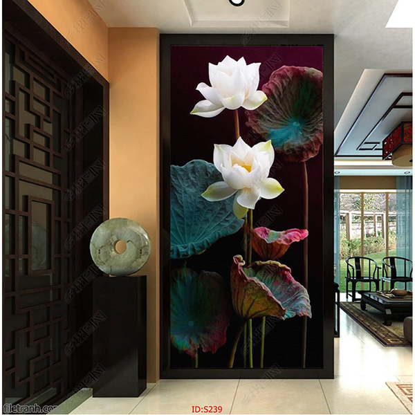 Tranh Treo Tường 3D Hoa Sen Ý HSD4,50x100