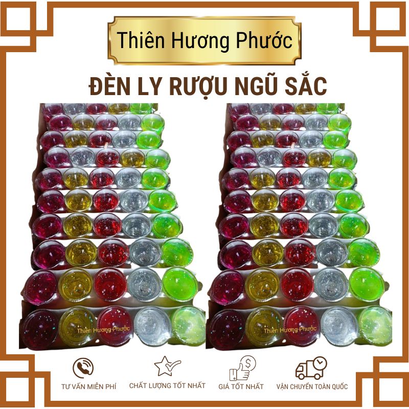 Đèn ly rượu ngũ sắc bộ 5 ly
