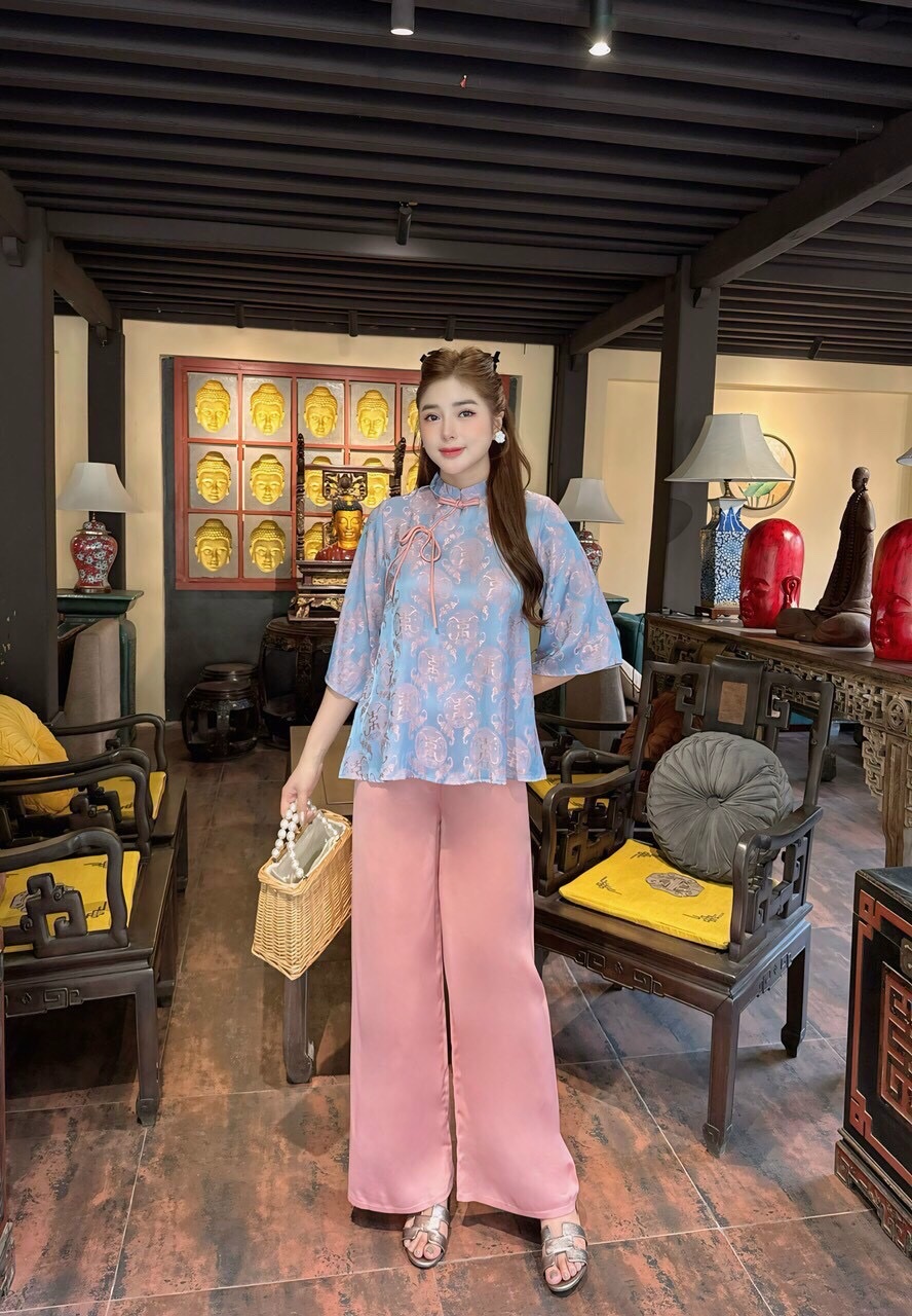 Bộ cổ tàu nơ Tằm chữ Thọ xinh sang