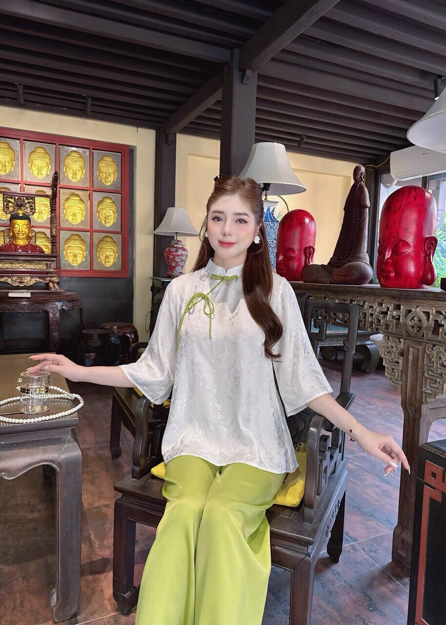 Bộ cổ tàu nơ Tằm chữ Thọ xinh sang